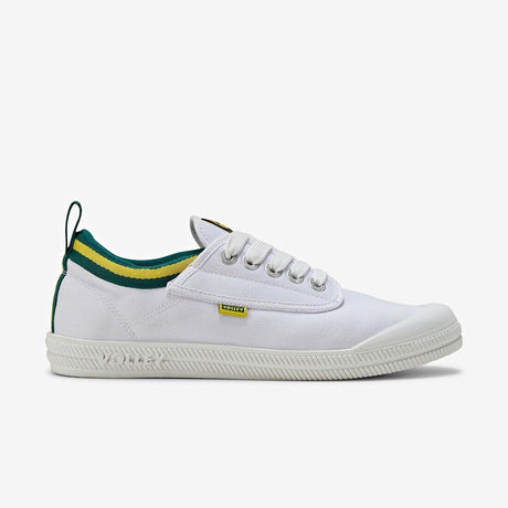 Dunlop Volleys International Mens Sneakers - Low Canvas Casual Shoes - White/Green/Gold