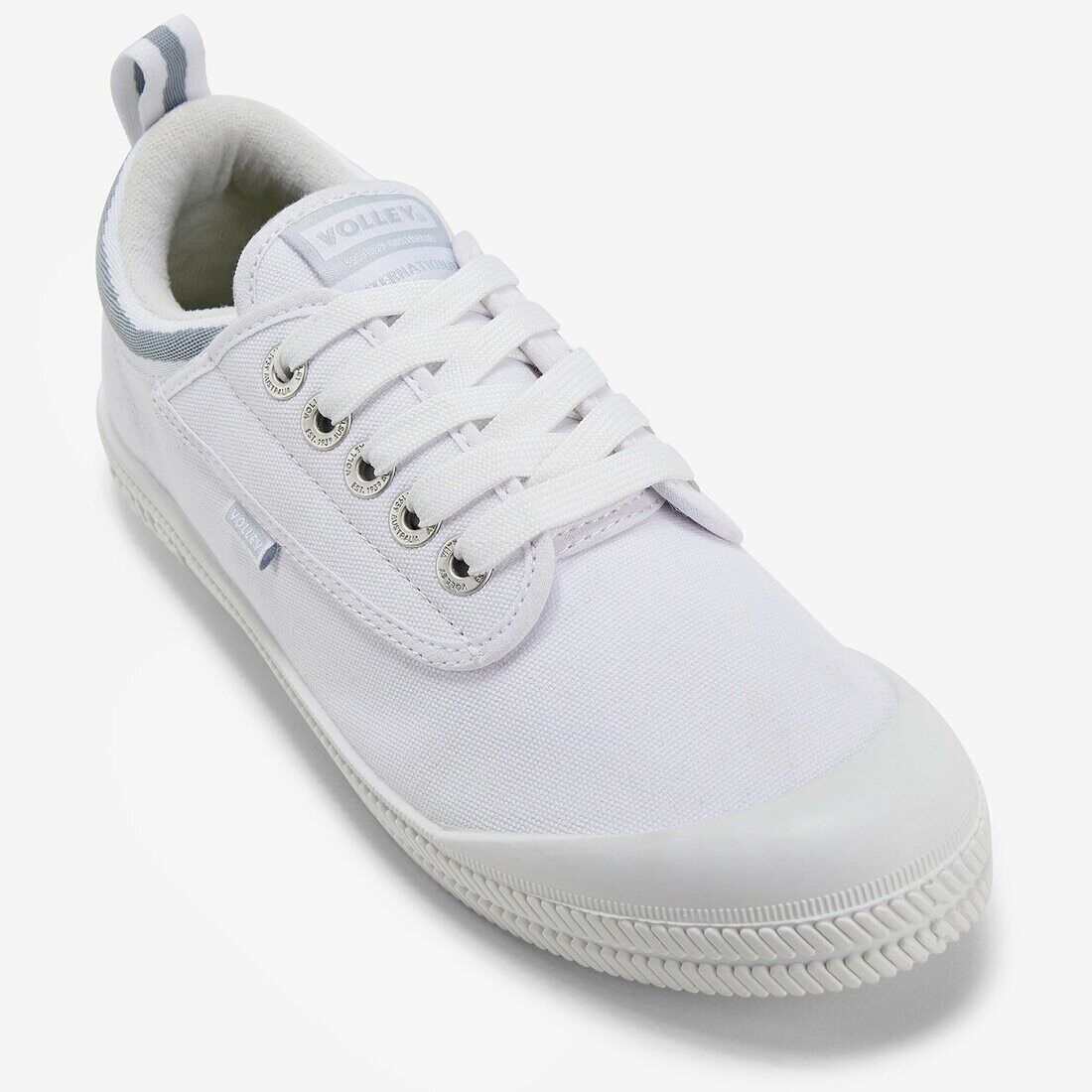 Volley International Mens Sneakers - White/Light Grey (Low Canvas Casual Shoes)