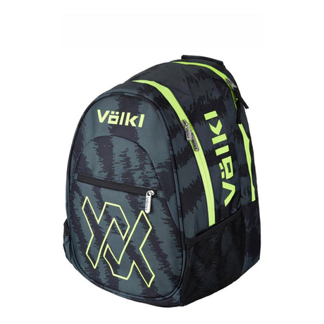 Volkl Zebra Team Backpack Bag w/ Tennis Racquet Sleeve - Black/Neon Yellow