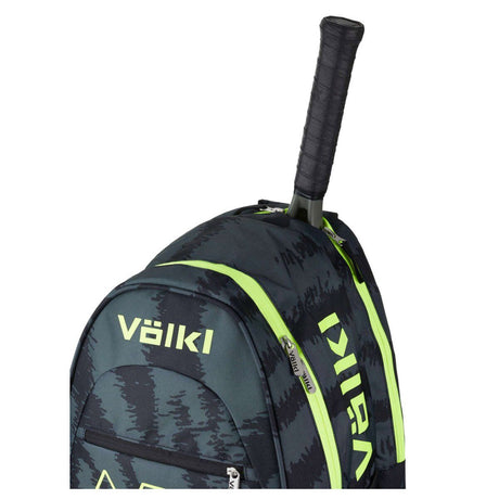 Volkl Zebra Team Backpack Bag w/ Tennis Racquet Sleeve - Black/Neon Yellow