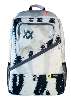 Volkl Zebra Backpack Bag w/ Tennis Racquet Sleeve in White Black