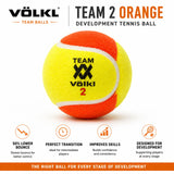 12x Volkl Team 2 Orange Tennis Balls - Low Compression Training for Beginners