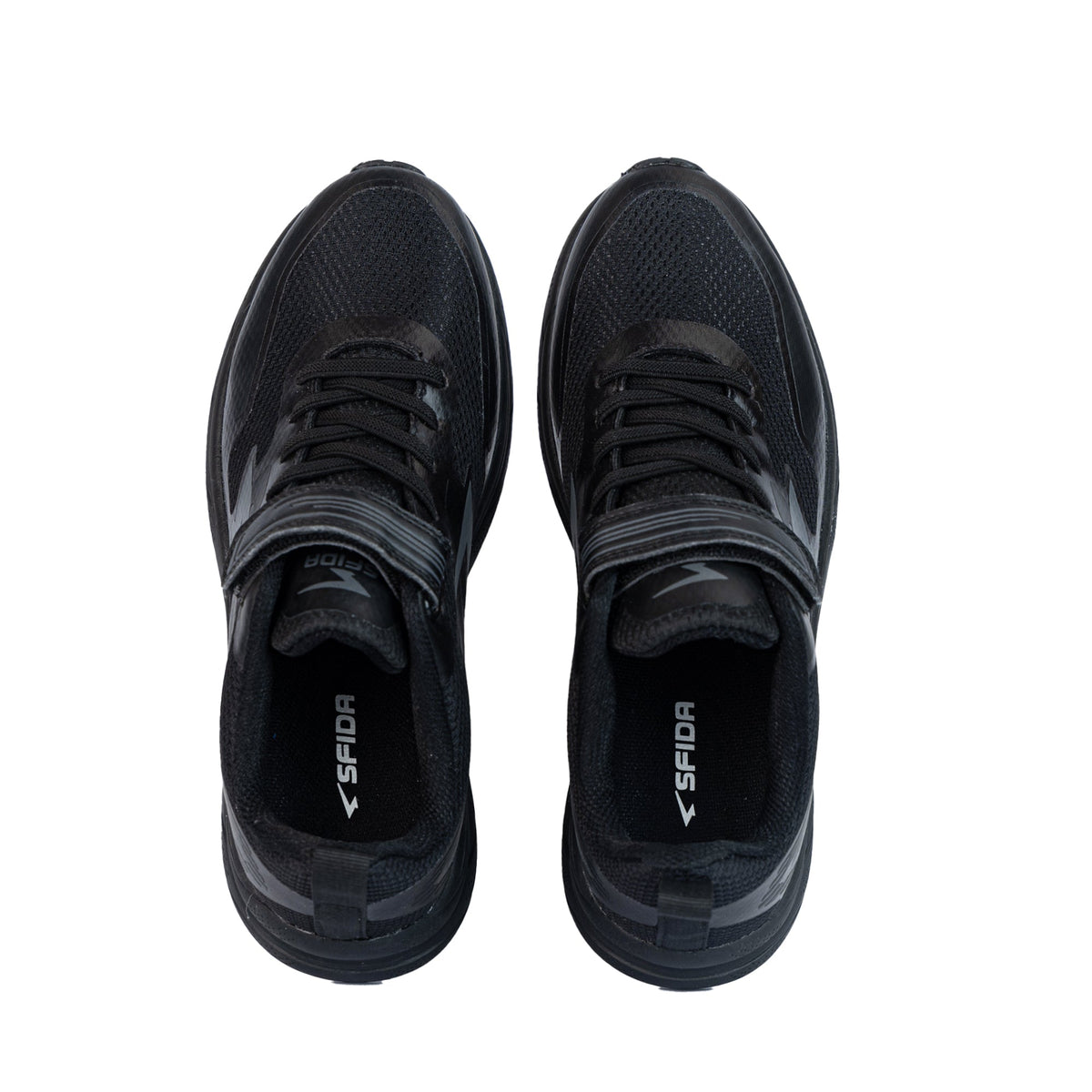 Sfida Vario Junior Kids V Strap Runners - Black/Black (Kids Sneakers/Shoes)
