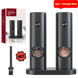 Electric Salt & Pepper Grinder Set – Adjustable Coarseness, LED Light & One-Touch Control (Black)