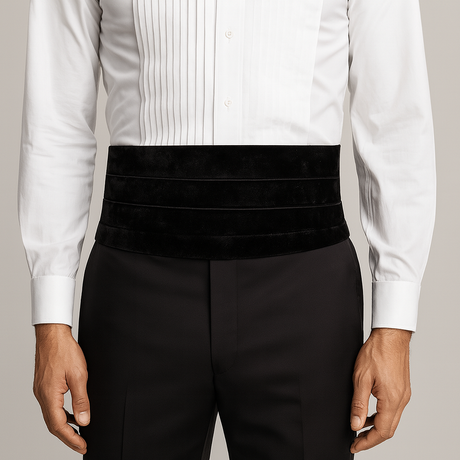 Formalaties Luxury Velvet Cummberbund Waist Sash for Formal Weddings in Black