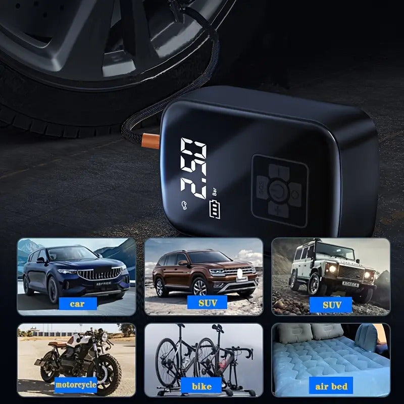 Rechargeable Digital Portable Tyre Air Compressor - Cordless (Bike & Car)