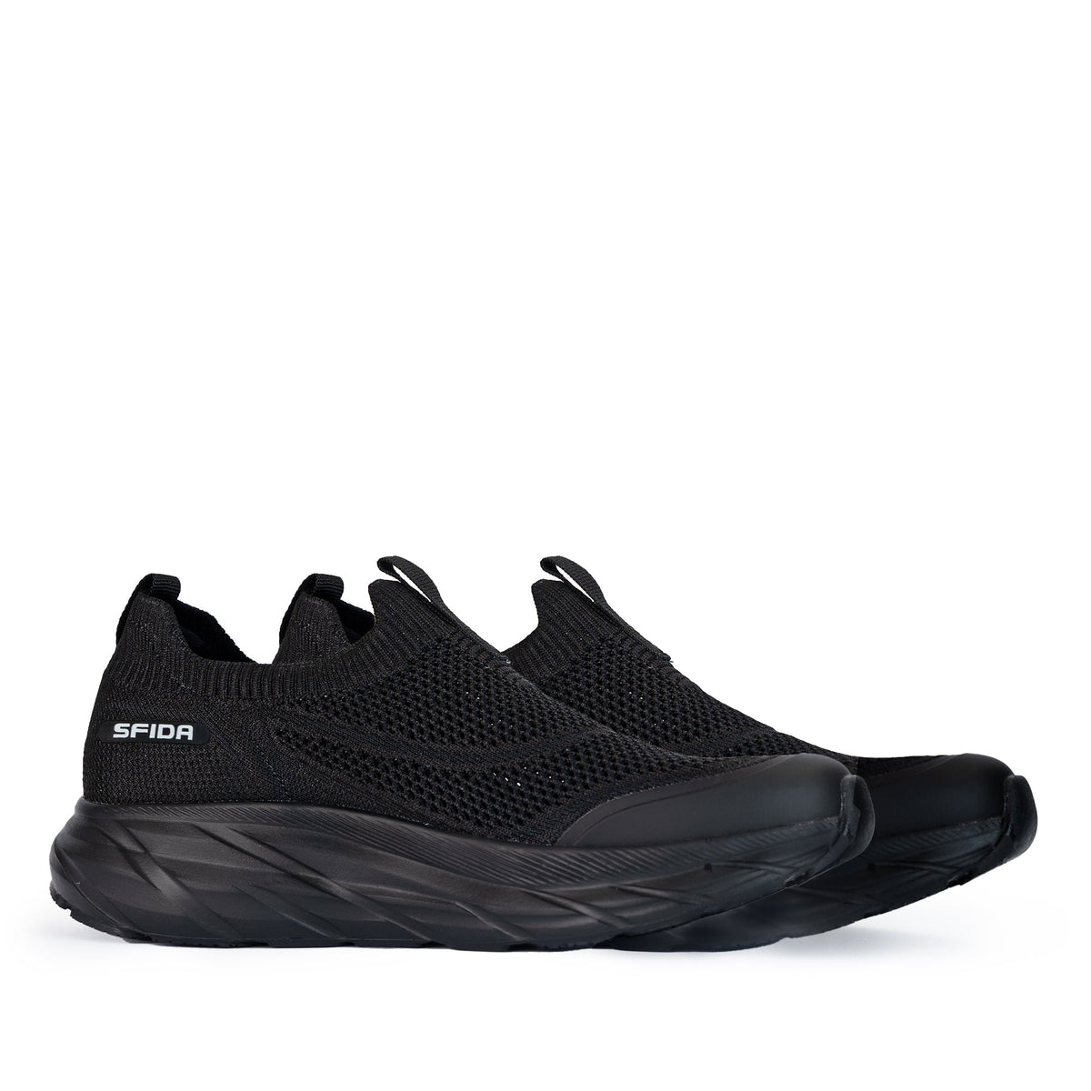 Sfida Vitali Mens Comfort Walkers - Black/Black (Knit Walking Shoes)