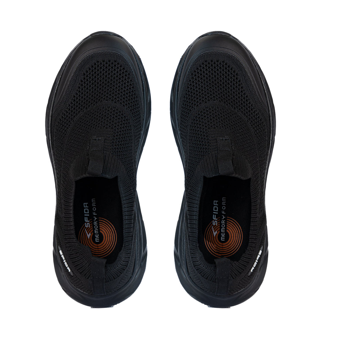Sfida Vitali Mens Comfort Walkers - Black/Black (Knit Walking Shoes)