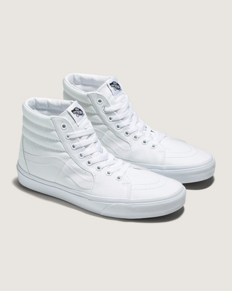 Vans SK8-Hi High Top Shoes Sneakers Suede Canvas Upper in True White