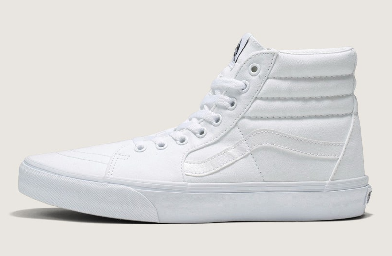Vans SK8-Hi High Top Shoes Sneakers Suede Canvas Upper in True White