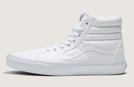 Vans SK8-Hi High Top Shoes Sneakers Suede Canvas Upper in True White