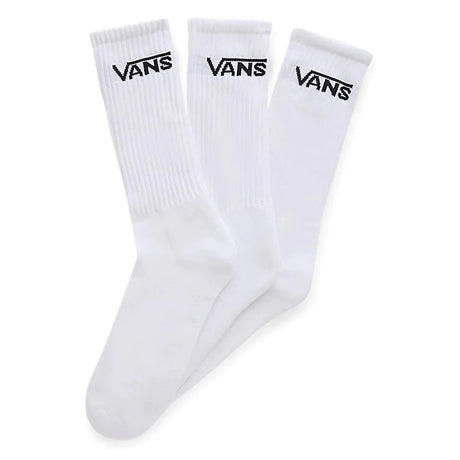 Vans 3pk Classic Crew Socks Sport Skate Skateboard Sox - White - US 9.5 - 13
