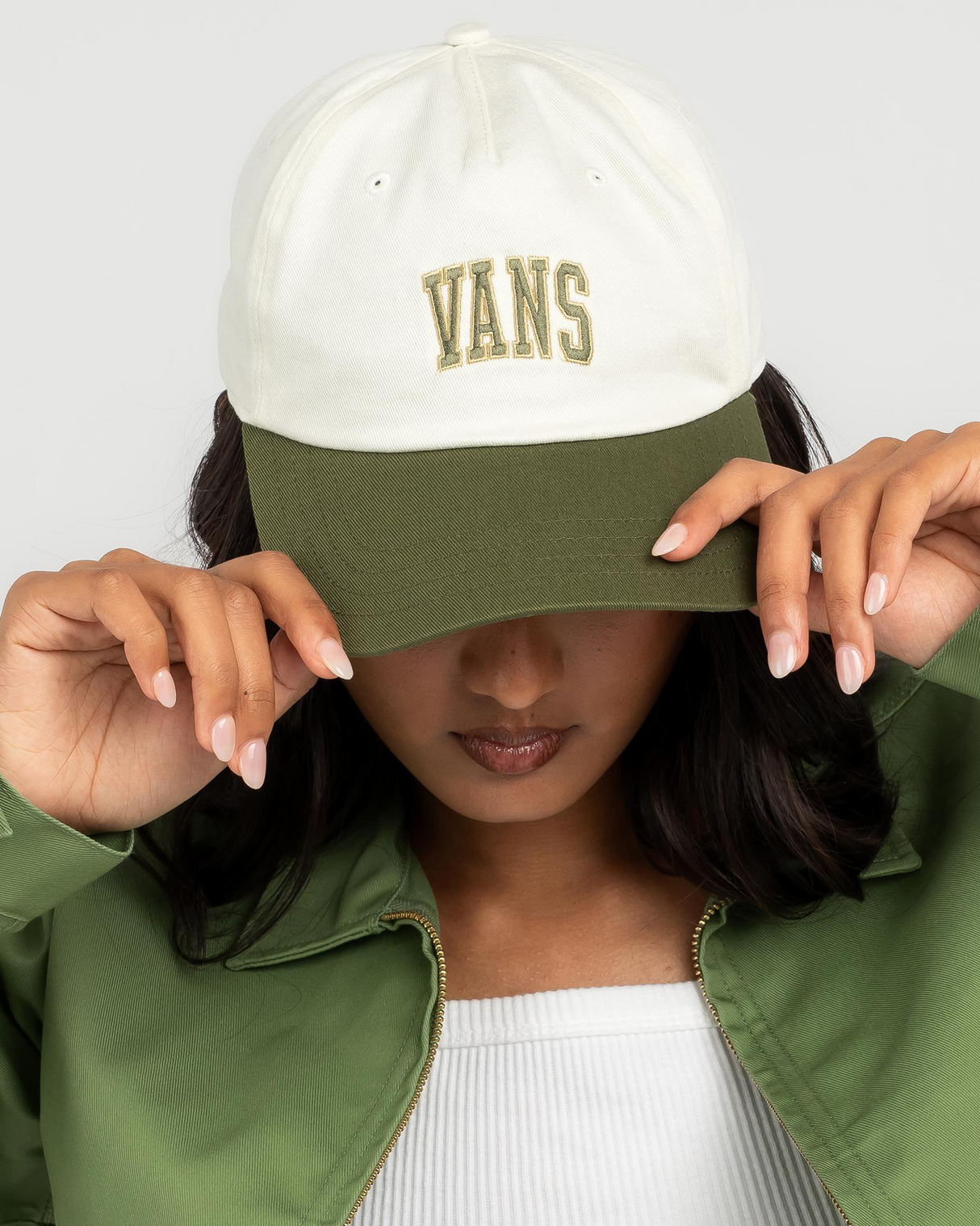 Vans The Campus Baseball Cap in Marshmellow/Dark Green
