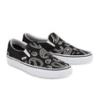 Vans Mens Classic Slip-On Shoes (Peace Paisley Casual Sneakers) - Black/True White