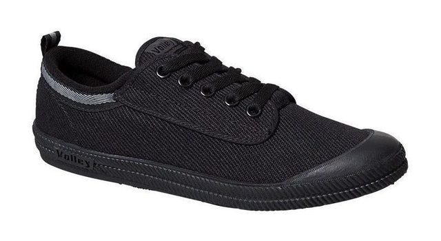 Volley International Mens Sneakers Casual Lace Up Shoes Canvas - Black/Dark Grey - 2 UK (3US)