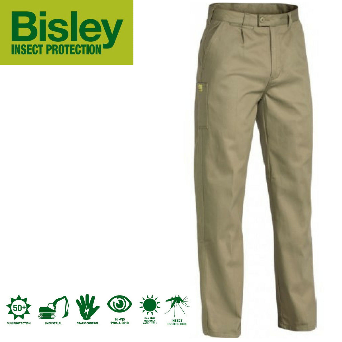 Work Men Insect Bisley Mens Insect Protection Drill Work Pants - Khaki – Boutique Retailer