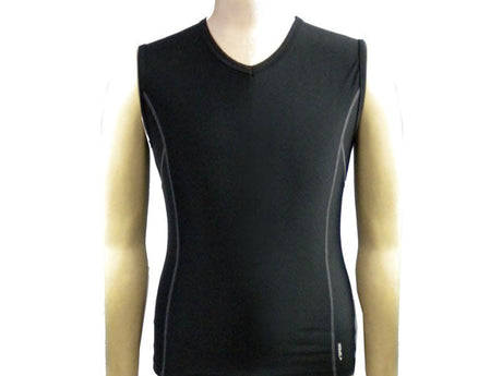 Sfida Mens Compression V Neck Tank Top - Black (Sports Base Layer) - BLACK
