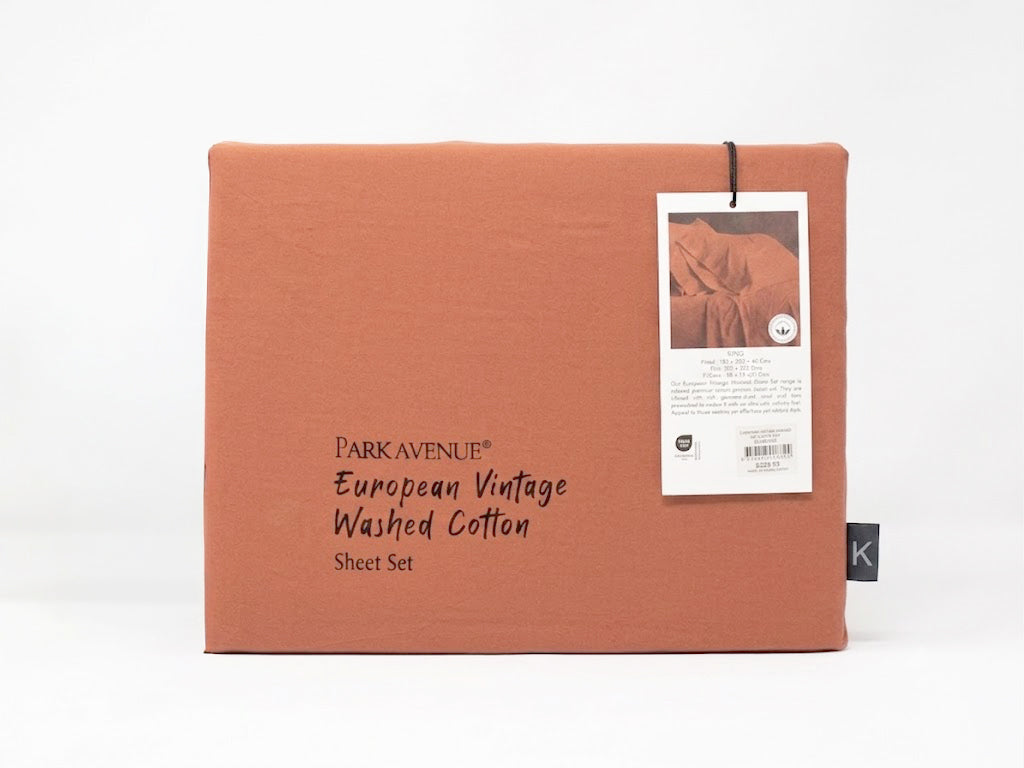 Park Avenue European Vintage Washed Cotton Kids Bed Sheet Set - Auburn