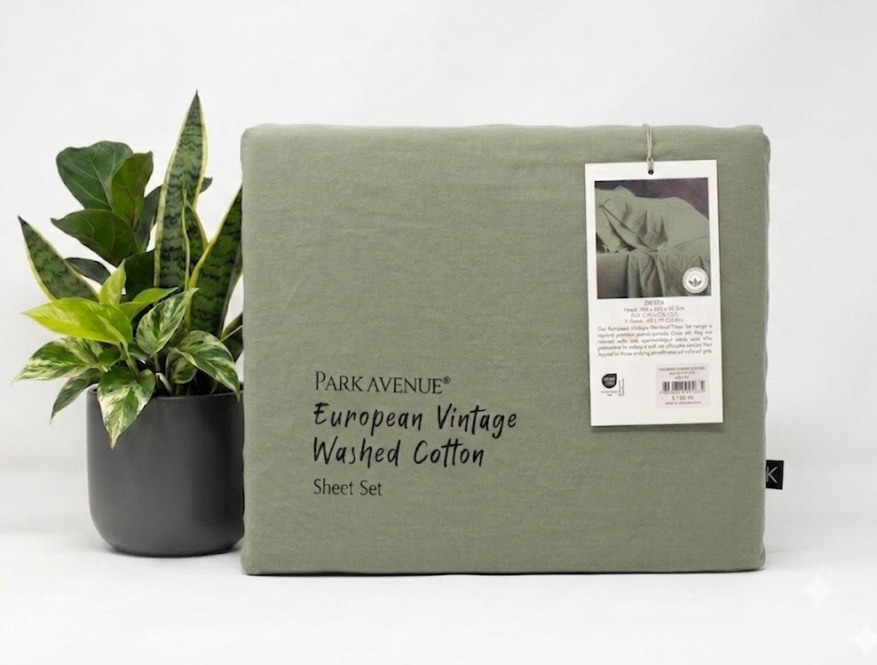 Park Avenue European Vintage Washed Cotton Kids Bed Sheet Set - Fern