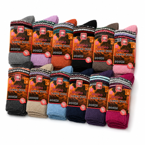 12x Womens Merino Lambs Wool Socks Warm for Winter - Size 2-8 (Assorted Colours)