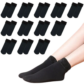 12 Pairs Thick Fur Thermal Heat Socks Bulk - Reversible Warm Winter Ski Socks