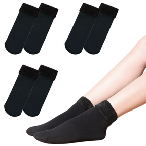 3 Pairs Thick Fur Thermal Heat Socks - Reversible Warm Winter Ski Socks