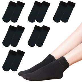 6 Pairs Thick Fur Thermal Heat Socks Bulk - Reversible Warm Winter Ski Socks