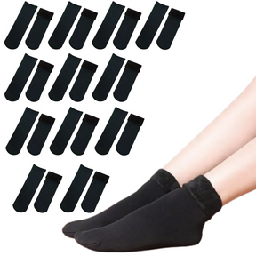 12 Pairs Large Thick Fur Thermal Heat Socks Bulk - Reversible Warm Winter Ski Socks