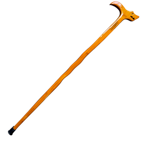 93cm Light Brown Wooden Walking Stick w/ Dragon Head - Sturdy Varnished Carved Cane Pole