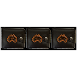 3x Australia Souvenir Wallet Pack - Brown w/ AUS Emblem (Premium Faux Leather)