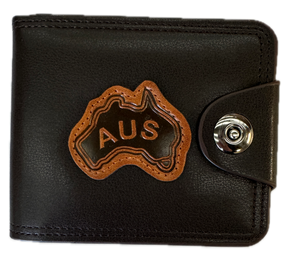 Australia Souvenir Wallet - Brown w/ AUS Emblem (Premium Faux Leather)