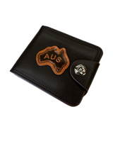 Australia Souvenir Wallet - Brown w/ AUS Emblem (Premium Faux Leather)