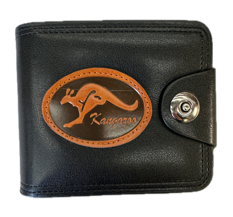 3x Australia Souvenir Kangaroo Wallet Pack - Black (Premium Faux Leather)