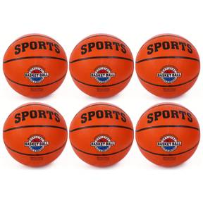 6x Classic Rubber Training Basketball Bulk Pack - Black/Orange (Size 7)