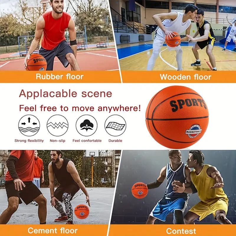 Classic Rubber Training Basketball - Black/Orange (Size 7)