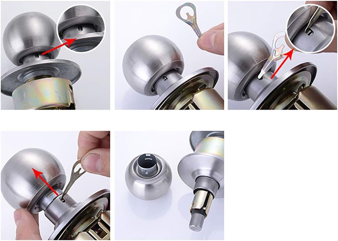 Entrance Door Handles Set Passage Entry Door Lock Knobs Privacy Locks + 3 Keys - Silver