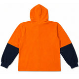 Hi Vis Polar Fleece Full Zip Hoodie Jumper - Orange/Navy (High Visibility Safety Workwear Jacket)