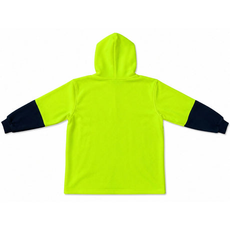 Hi Vis Polar Fleece Full Zip Hoodie Jumper - Yellow/Navy (High Visibility Safety Workwear Jacket)