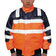 3-in-1 Hi Vis Quilted Safety Bomber Jacket - Waterproof Reflective Workwear - Orange/Navy