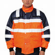 3-in-1 Hi Vis Quilted Safety Bomber Jacket - Orange/Navy (Waterproof Reflective Workwear)