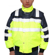 3-in-1 Hi Vis Quilted Safety Bomber Jacket - Waterproof Reflective Workwear - Yellow/Navy