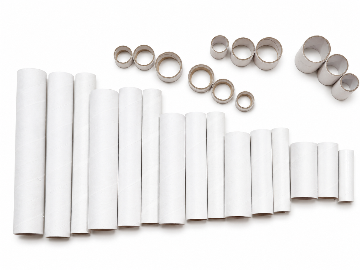108x White/Brown Strong Cardboard Paper Tubes Bulk Pack  - Arts, Crafts & DIY (Assorted Lengths, 30/40/50mm Diameters)