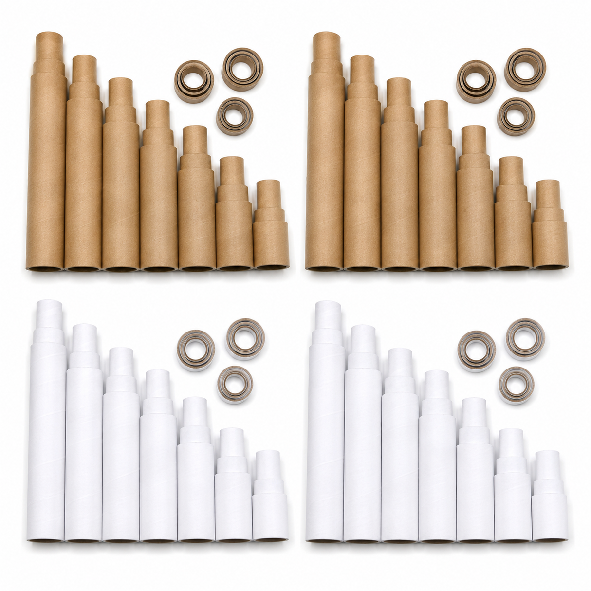 108x White/Brown Strong Cardboard Paper Tubes Bulk Pack  - Arts, Crafts & DIY (Assorted Lengths, 30/40/50mm Diameters)