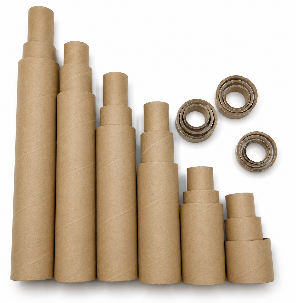 108x White/Brown Strong Cardboard Paper Tubes Bulk Pack  - Arts, Crafts & DIY (Assorted Lengths, 30/40/50mm Diameters)