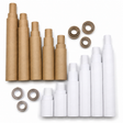 54x White/Brown Strong Cardboard Paper Tubes Bulk Pack - Arts, Crafts & DIY (Assorted Lengths, 30/40/50mm Diameters)