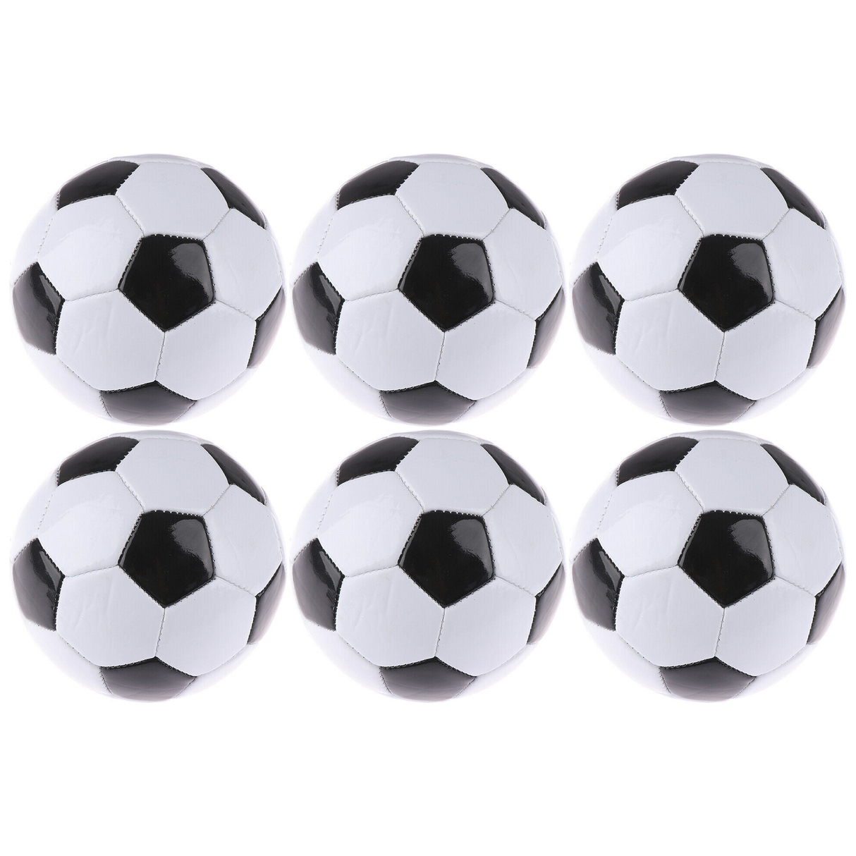 6x Classic Training Football/Soccer Ball Bulk Pack - Black/White (Size 5)