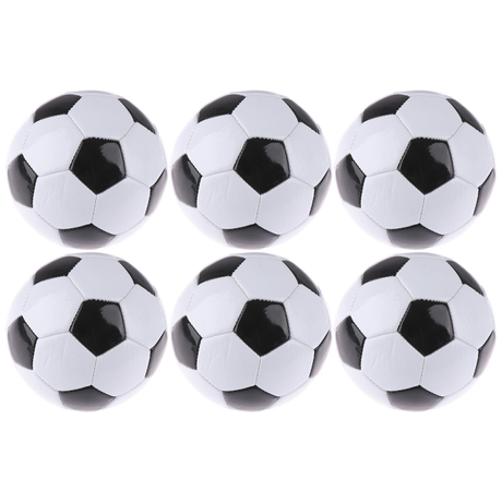 6x Classic Training Football/Soccer Ball Bulk Pack - Black/White (Size 5)
