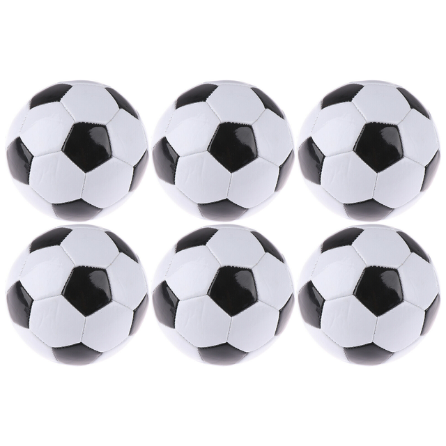 6x Classic Training Football/Soccer Ball Bulk Pack - Black/White (Size 5)