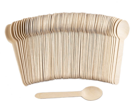 2160x 11cm Small Disposable Wooden Spoons - Mini Strong Dessert Cutlery (Bulk Pack)