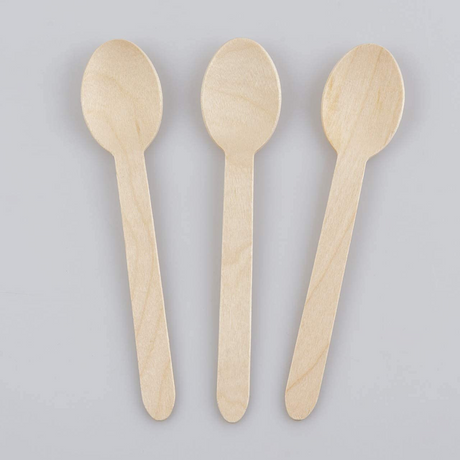 2160x 11cm Small Disposable Wooden Spoons - Mini Strong Dessert Cutlery (Bulk Pack)